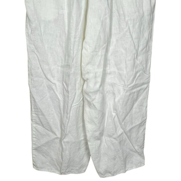 FLAX 100% Linen Wide Leg Elastic Waist High Waist Pull On White Pants Size Large - Picture 8 of 10